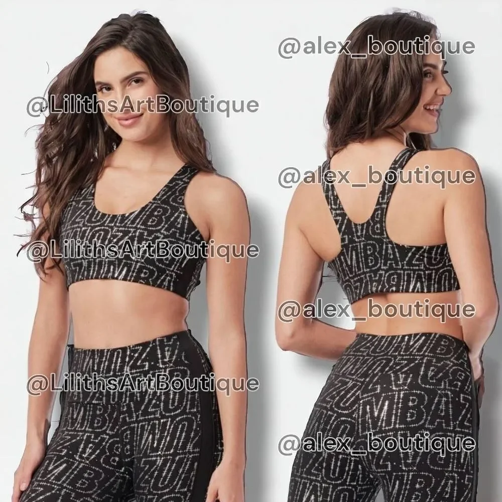 Zumba Dance Floor Sport Bra Bold Black NWOT Size M (G011)
